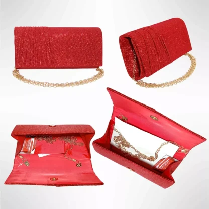 Geanta plic seara pentru ocazii si petreceri, rosu, sclipici, mic, 20 x 10 cm, Magrot 24006 (1)Megastyle