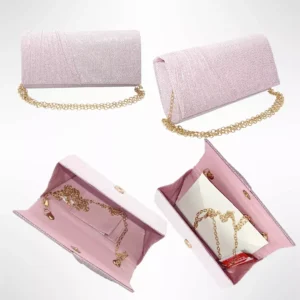Geanta plic seara pentru ocazii si petreceri, roz, sclipici, mic, 20 x 10 cm, Magrot 24002 (1) Megastyle