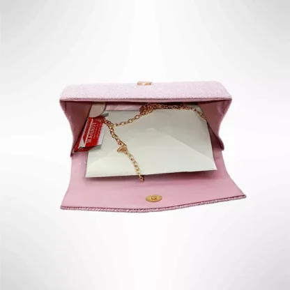 Geanta plic seara pentru ocazii si petreceri, roz, sclipici, mic, 20  x 10 cm, Magrot 24015 - imagine 4