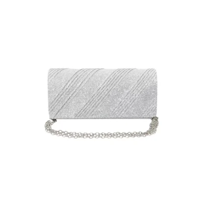 Geanta plic seara pentru ocazii si petreceri,argintiuj, sclipici, mic, 20 x 10 cm, Magrot 24022 Megastyle