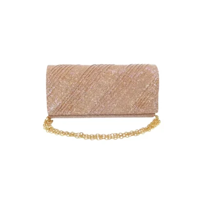 Geanta plic seara, rose, 20 x 10 cm, model dungi oblice in relief cu sclipici, Magrot 24027 Megastyle