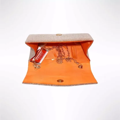 Geanta plic seara, rose, 20 x 10 cm, model dungi oblice in relief cu sclipici, Magrot 24027 Megastyle