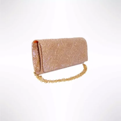 Geanta plic seara, rose, 20 x 10 cm, model dungi oblice in relief cu sclipici, Magrot 24027 Megastyle