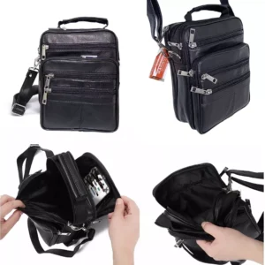 Borseta de umar si mana, barbateasca 22 x 17 cm, negru, din piele, Magrot 24032 7 Borseta de umar si mana, barbateasca 22 x 17 cm, negru, din piele, Magrot 24031 Megastyle