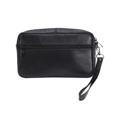 Borseta barbateasca, neagra, din piele naturala neteda, maner detasabil de mana compartiment principal 14 x 22, Magrot 24035 (1 Megastyle)