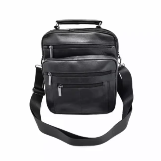 Geanta din piele naturala de mana si umar, 24/21cm, culoare negru, Magrot 14026