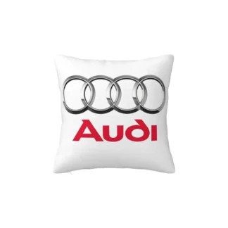 Perna cu sigla Audi, Fata de perna si burduf detasabil 45 x 45, bumbac Magrot 24048 alb