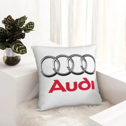 Perna cu sigla Audi, Fata de perna si burduf detasabil 45 x 45, bumbac Magrot 24048 alb
