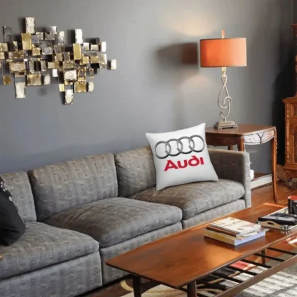 Perna cu sigla Audi, Fata de perna si burduf detasabil 45 x 45, bumbac Magrot 24048 alb
