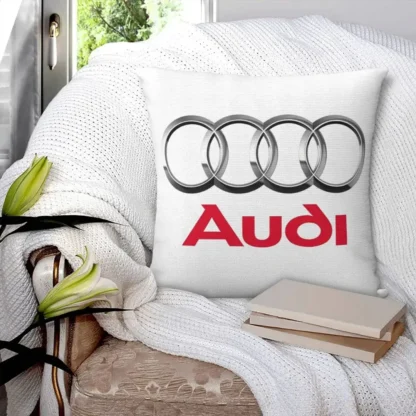 Perna cu sigla Audi, Fata de perna si burduf detasabil 45 x 45, bumbac Magrot 24048 alb