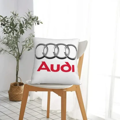 Perna cu sigla Audi, Fata de perna si burduf detasabil 45 x 45, bumbac Magrot 24048 alb