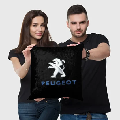 Perna cu sigla Peugeot, Fata de perna si burduf detasabil 45 x 45, bumbac Magrot 24049 negru (1) mAGROT SHOP