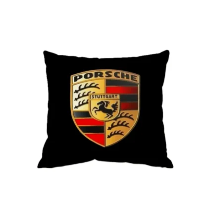 Perna cu sigla Porsche, Fata de perna si burduf detasabil 45 x 45, bumbac Magrot 24047 negru