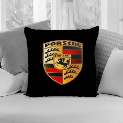 Perna cu sigla Porsche, Fata de perna si burduf detasabil 45 x 45, bumbac Magrot 24047 negru