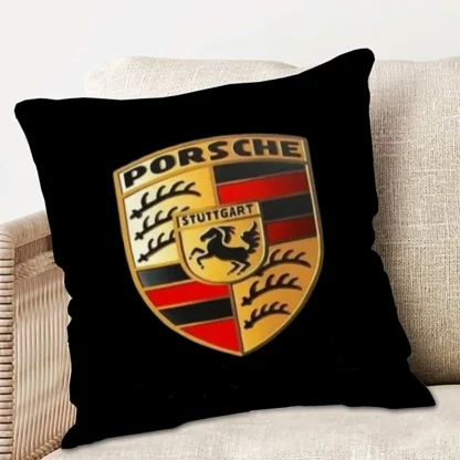 Perna cu sigla Porsche, Fata de perna si burduf detasabil 45 x 45, bumbac Magrot 24047 negru