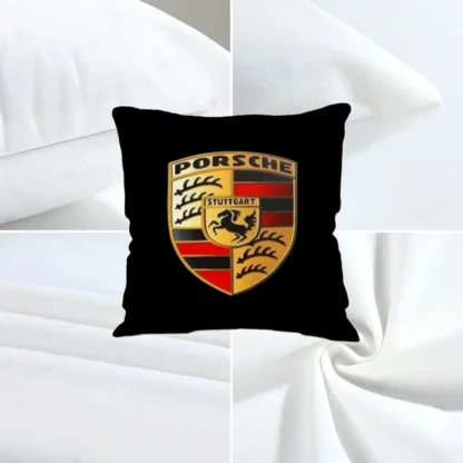 Perna cu sigla Porsche, Fata de perna si burduf detasabil 45 x 45, bumbac Magrot 24047 negru