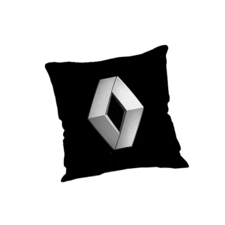 Perna cu sigla Renault, Fata de perna si burduf detasabil 45 x 45, bumbac Magrot 24046 negru