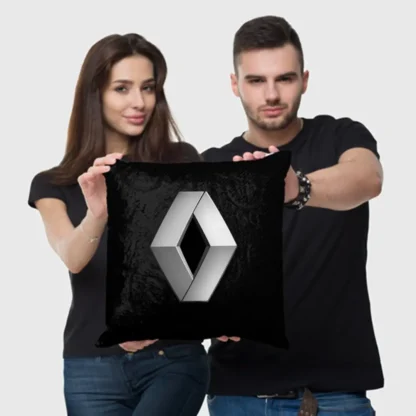 Perna cu sigla Renault, Fata de perna si burduf detasabil 45 x 45, bumbac Magrot 24046 negru