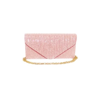 Geanta plic seara, roz, 20 x10 cm, model in relief cu sclipici, dungi drepte Magrot 25014