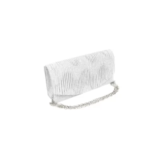 Geanta plic pentru ocazii si petreceri, alb, sclipici, 20x10 cm, Magrot 25016