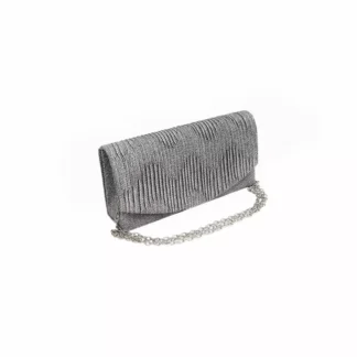 Geanta plic pentru ocazii si petreceri, Gri, sclipici, 20x10 cm, Magrot 25015