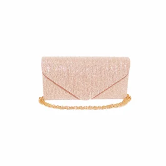 Geanta plic seara, roze, 20 x10 cm, model in relief cu sclipici, dungi drepte Magrot 25009