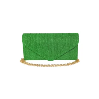 Geanta plic seara, verde, 20 x10 cm, model in relief cu sclipici, dungi drepte Magrot 25013