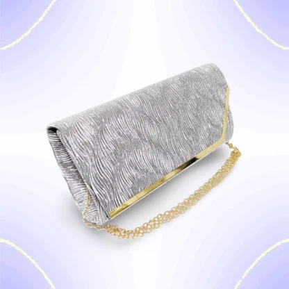 Geanta dama tip plic de seara, ocazii si petreceri, albastru Gri relief, 26 x 12 cm, Magrot 25023 (1) Magrot Megastyle