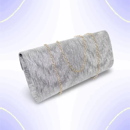 Geanta dama tip plic de seara, ocazii si petreceri, albastru Gri relief, 26 x 12 cm, Magrot 25023 (1) Magrot Megastyle
