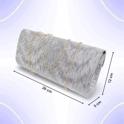 Geanta dama tip plic de seara, ocazii si petreceri, albastru Gri relief, 26 x 12 cm, Magrot 25023 (1) Magrot Megastyle