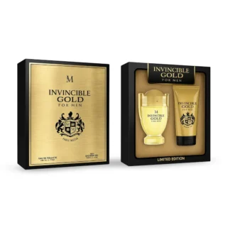 Set cadou barbati Invincible Gold parfum si gel dus cald condimentat Magrot 25052