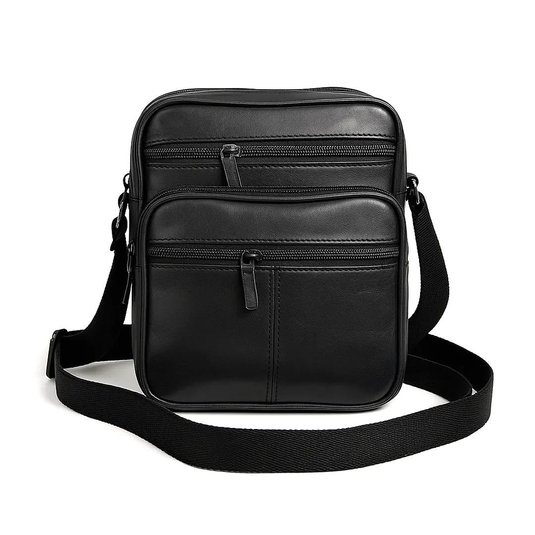 Borseta barbateasca de umar,neagra, din piele naturala 19/16 cm, Magrot 25059 1 Borseta barbateasca de umar,neagra, din piele naturala 19/16 cm, Magrot 25059