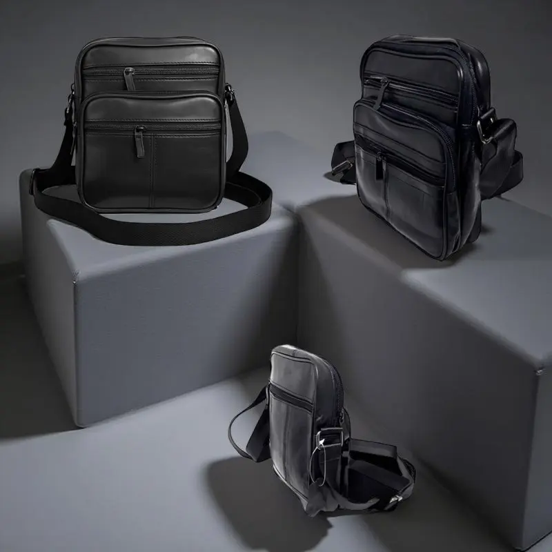 Borseta barbateasca de umar,neagra, din piele naturala 19/16 cm, Magrot 25059 5 Borseta barbateasca de umar,neagra, din piele naturala 19/16 cm, Magrot 25059