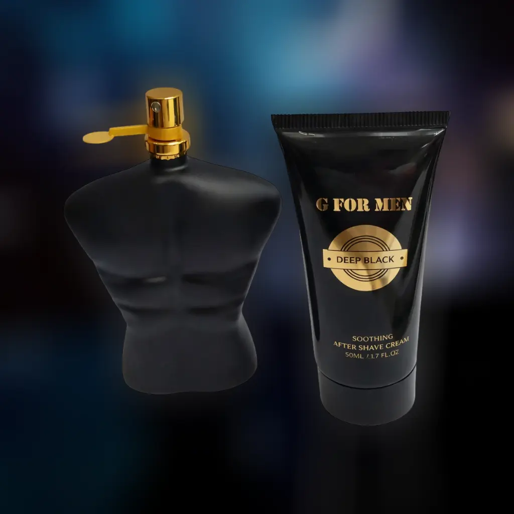 Set cadou barbati Deep Black parfum si gel dus, fresh oriental Magrot 25067 6 Parfum barbat sub forma de bust si crema after shave Deep Black