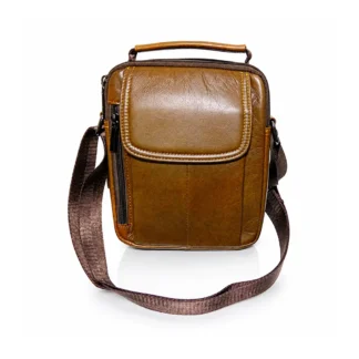 Geanta de mana si umar, borseta din piele naturala Crossbody, 2 compartimente, buzunar telefon, 17 x 21 cm, Maro, magrot 26016