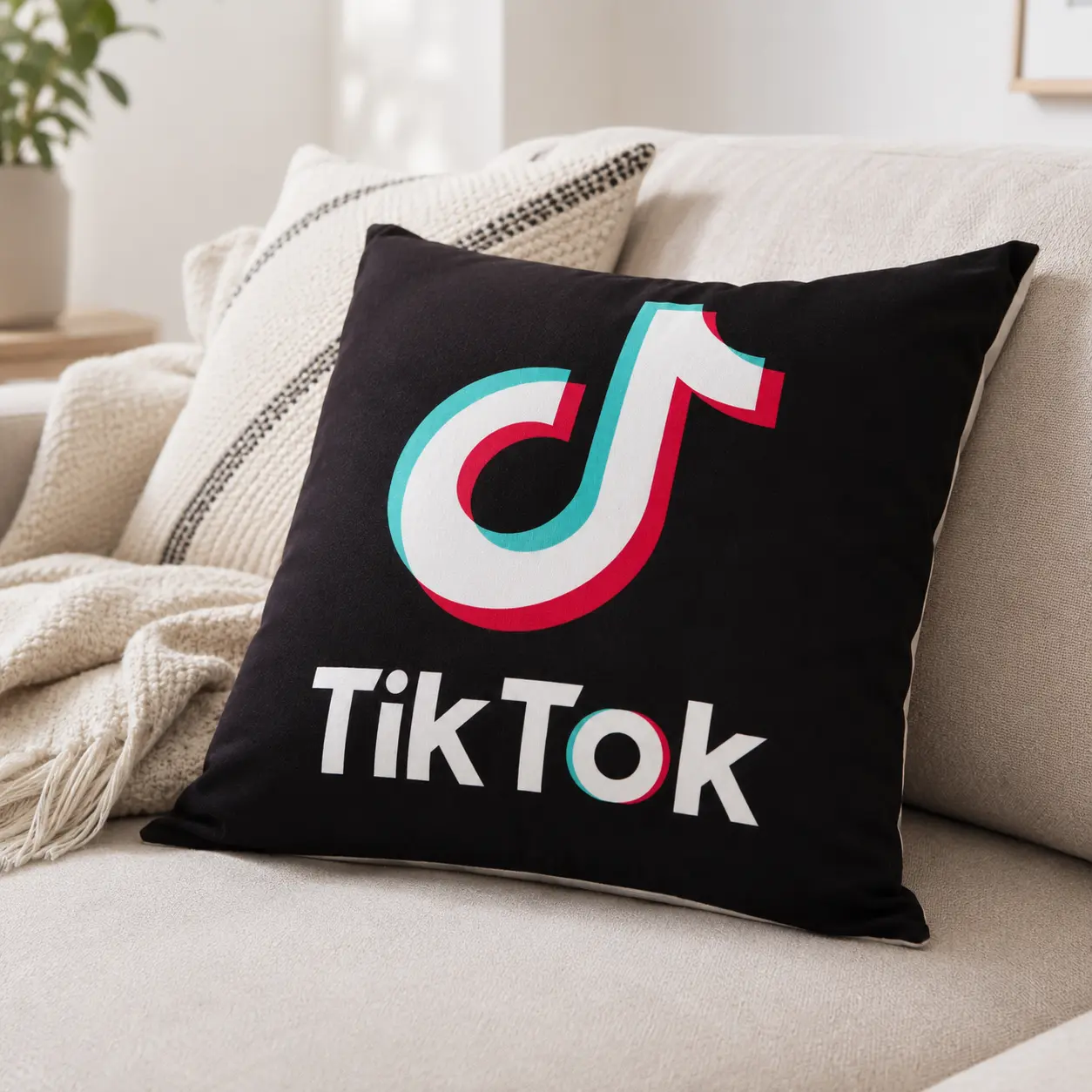 Fata de perna Husa cu sigla TikTok, 45 x 45, Magrot 26037 2 Fata de perna Husa cu sigla TikTok, 45 x 45, Magrot 26037