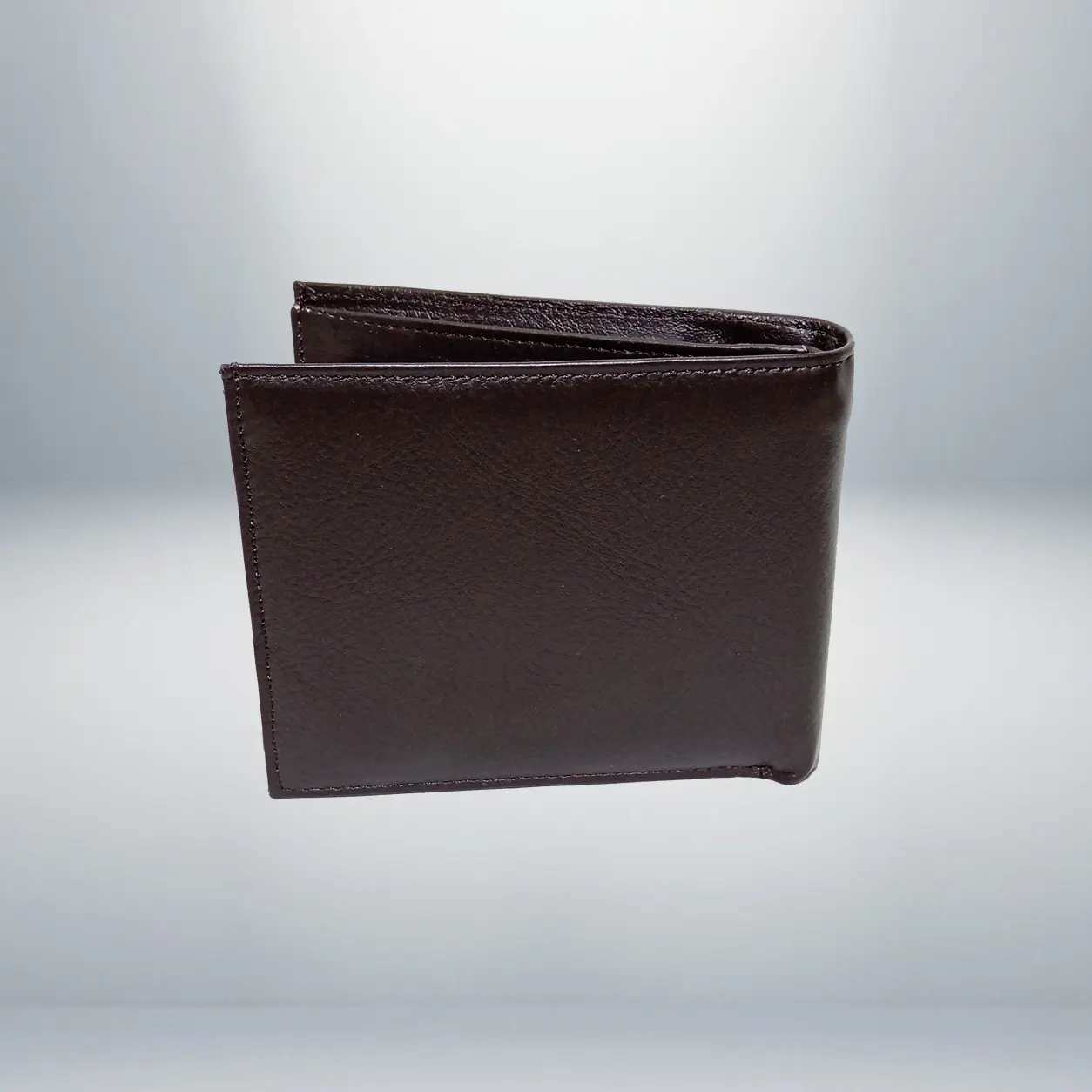 Portofel Barbati din Piele Naturala, Business, 7 Spatii Carduri, Buzunar Monede, Compartiment Bancnote, Documente CI, Maro, 12x10x2 cm, MAGROT 26030 6 Spatele portofelului barbatesc MAGROT din piele naturala maro inchis