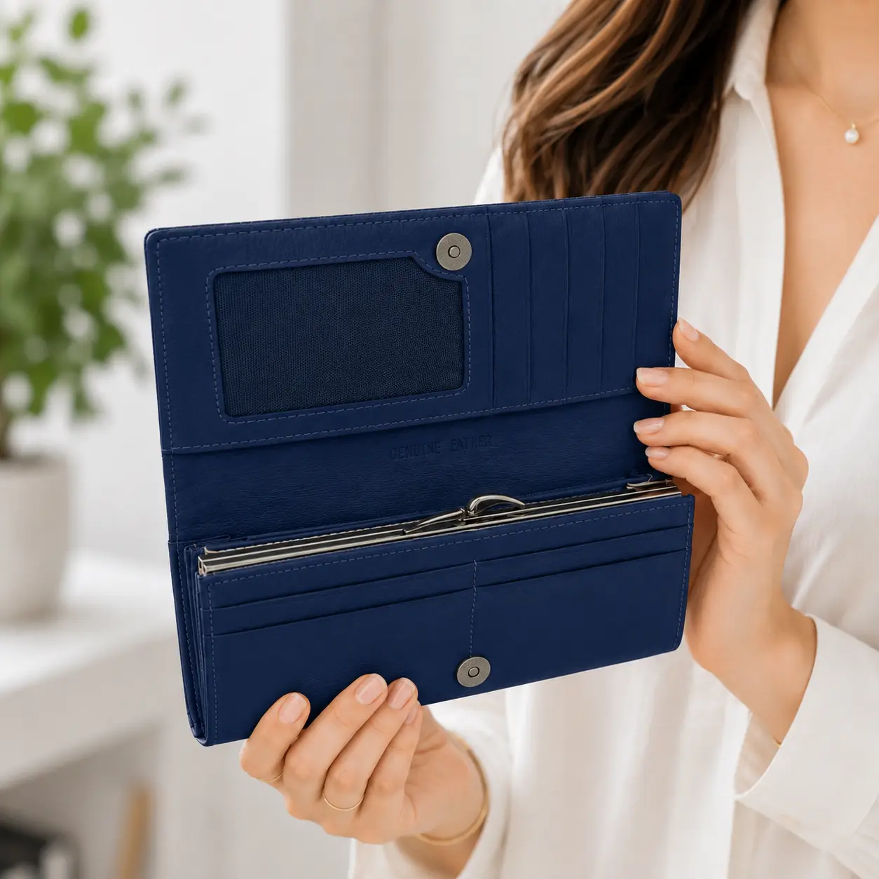 Portofel Dama Luxury din Piele Naturala blue, Compartimentare Dubla 2 in 1, Portcard, Compartiment Bancnote, Monede si Documente, Magrot 26026 4 Portofel dama elegant din piele naturala bluemarin ideal pentru cadou premium