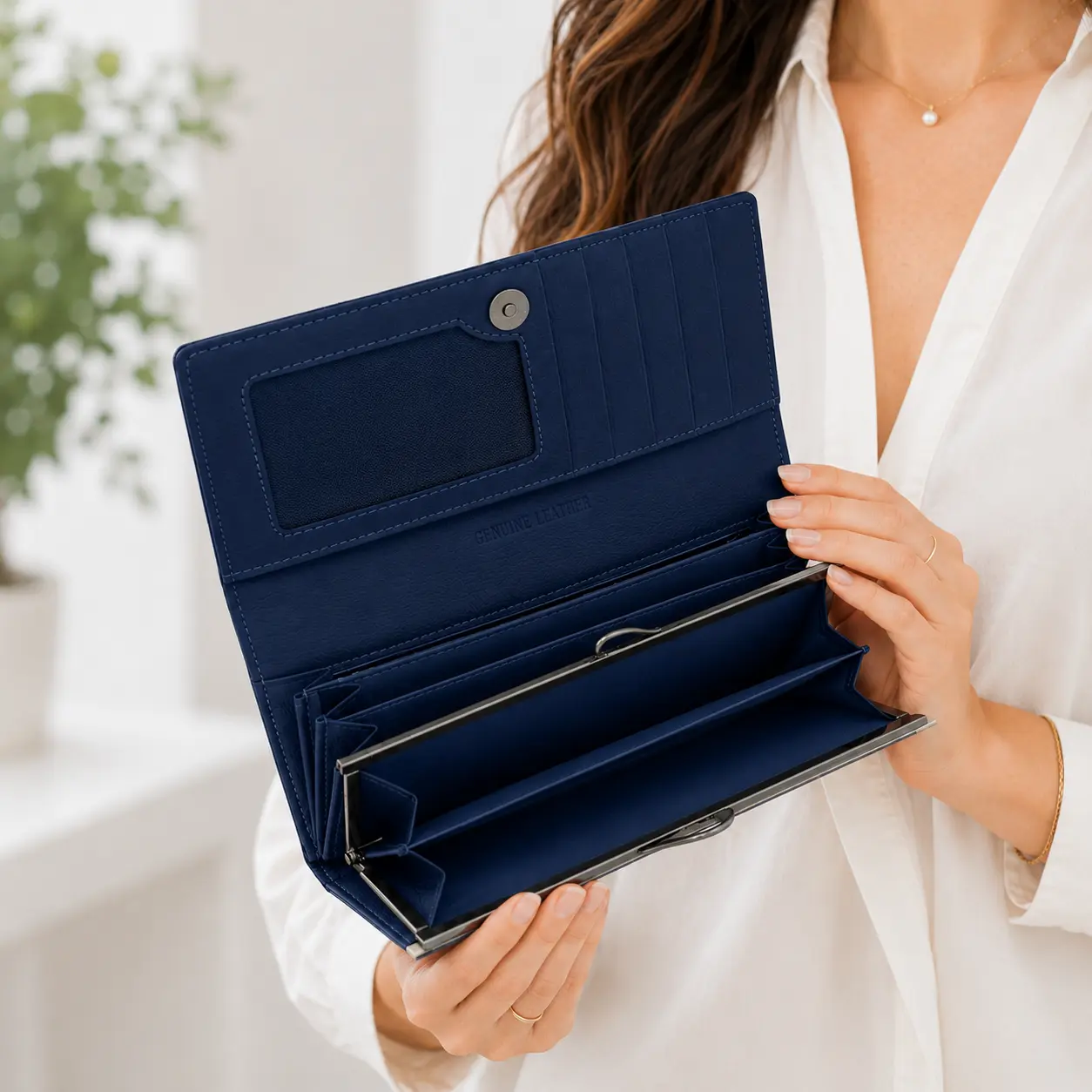 Portofel Dama Luxury din Piele Naturala blue, Compartimentare Dubla 2 in 1, Portcard, Compartiment Bancnote, Monede si Documente, Magrot 26026 6 Portofel dama din piele Bluemarin cu organizare completa pentru utilizare zilnica