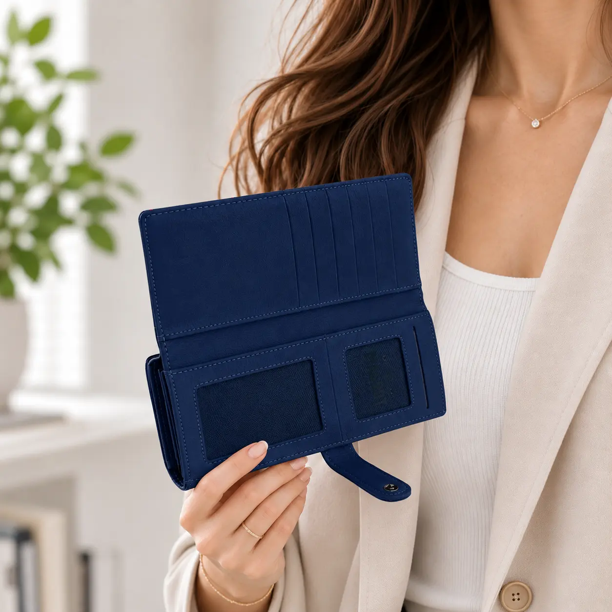 Portofel Dama Luxury din Piele Naturala blue, Compartimentare Dubla 2 in 1, Portcard, Compartiment Bancnote, Monede si Documente, Magrot 26026 8 Portofel dama din piele Bluemarin cu organizare completa pentru utilizare zilnica