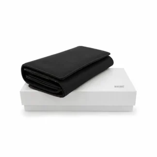 Portofel Dama Luxury din Piele Naturala negru, Compartimentare Dubla 2 in 1, Portcard, Compartiment Bancnote, Monede si Documente, Magrot 26027
