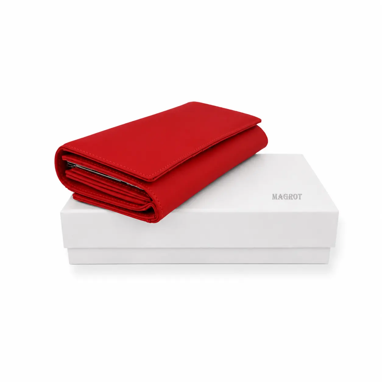 Portofel Dama Luxury din Piele Naturala rosu, Compartimentare Dubla 2 in 1, Portcard, Compartiment Bancnote, Monede si Documente, Magrot 26028 1 Portofel dama din piele naturala Rosu premium asezat pe cutia cadou originala