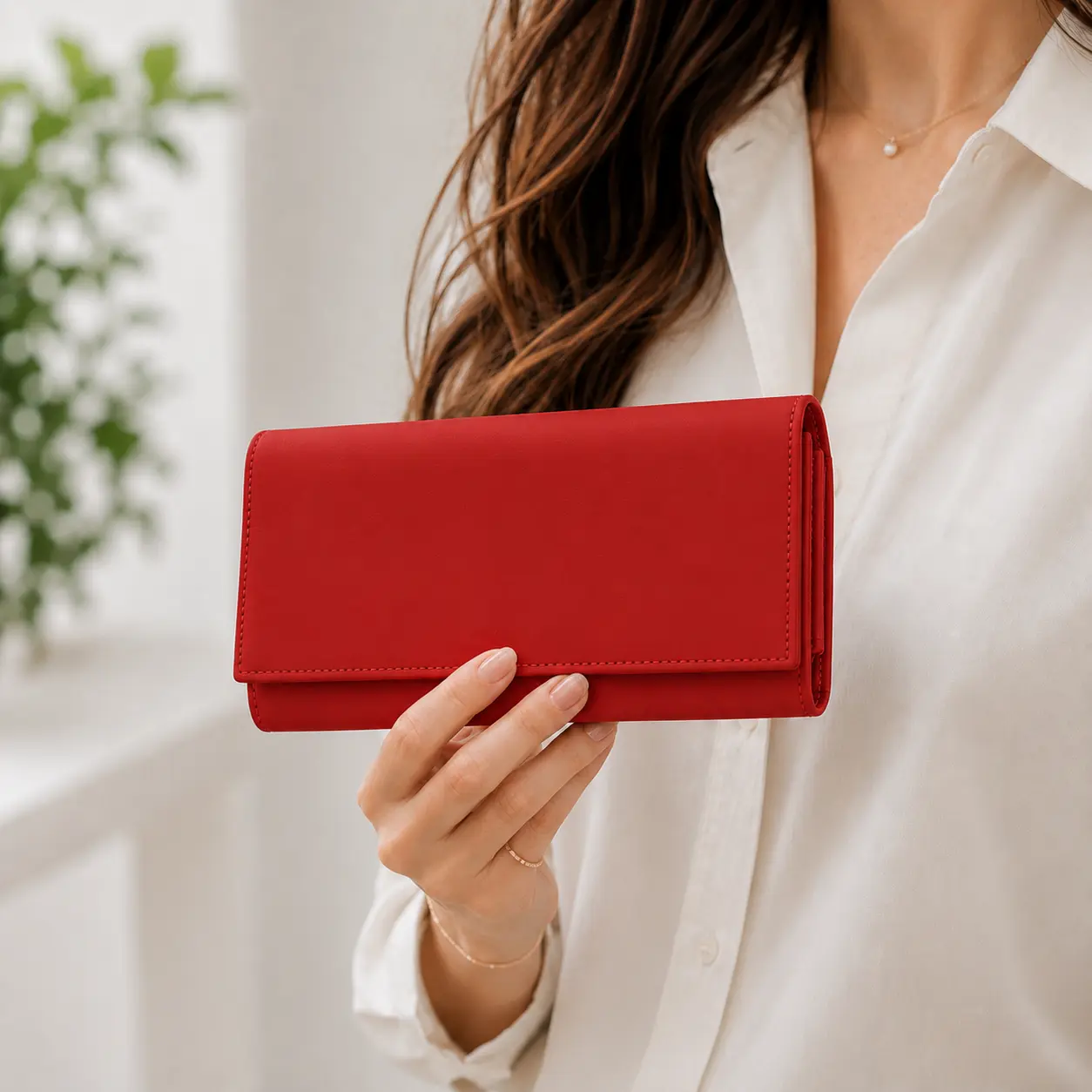 Portofel Dama Luxury din Piele Naturala rosu, Compartimentare Dubla 2 in 1, Portcard, Compartiment Bancnote, Monede si Documente, Magrot 26028 3 Portofel dama luxury din piele naturala neteda Rosu vedere frontala prezentare