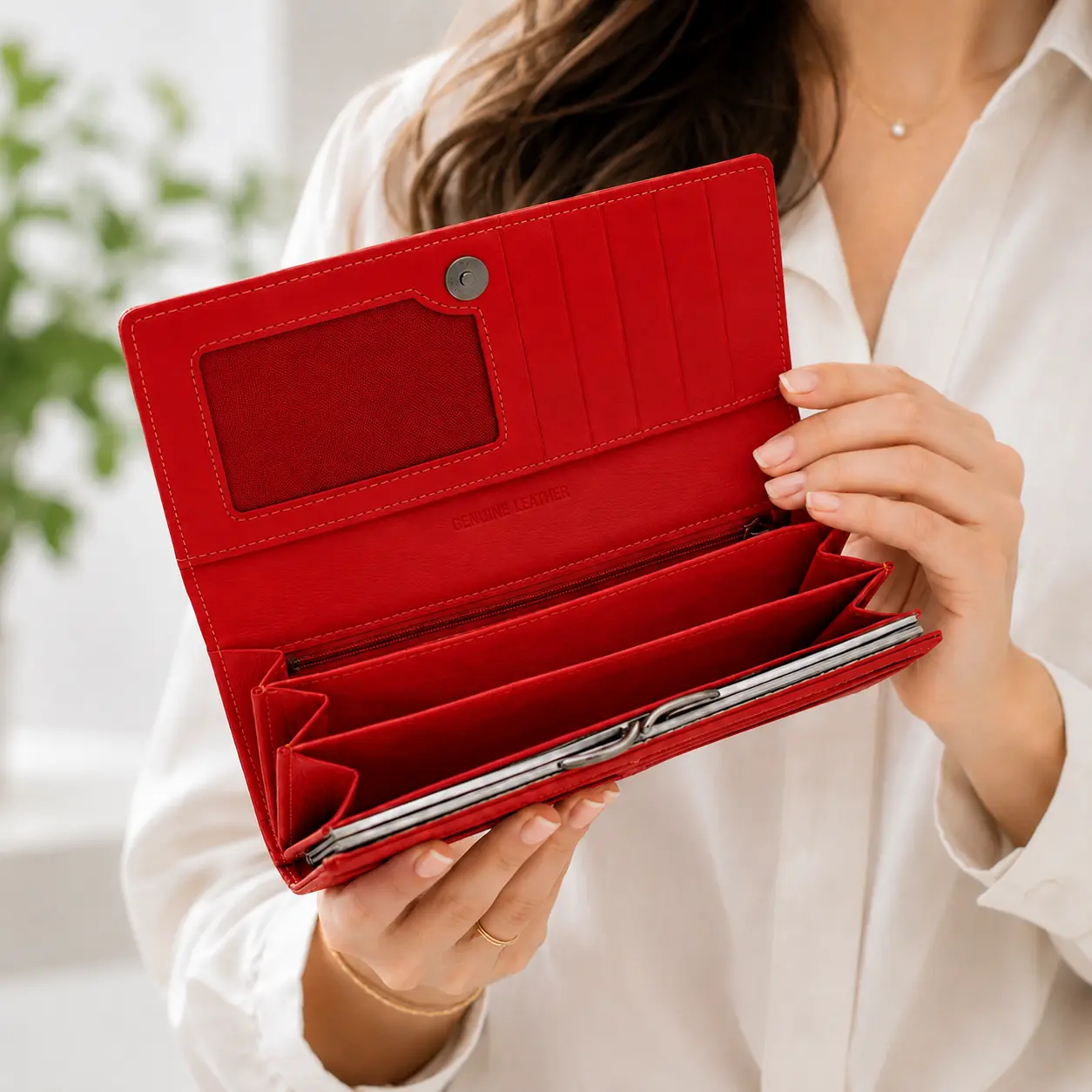 Portofel Dama Luxury din Piele Naturala rosu, Compartimentare Dubla 2 in 1, Portcard, Compartiment Bancnote, Monede si Documente, Magrot 26028 5 Portofel dama din piele Rosu cu organizare completa pentru utilizare zilnica