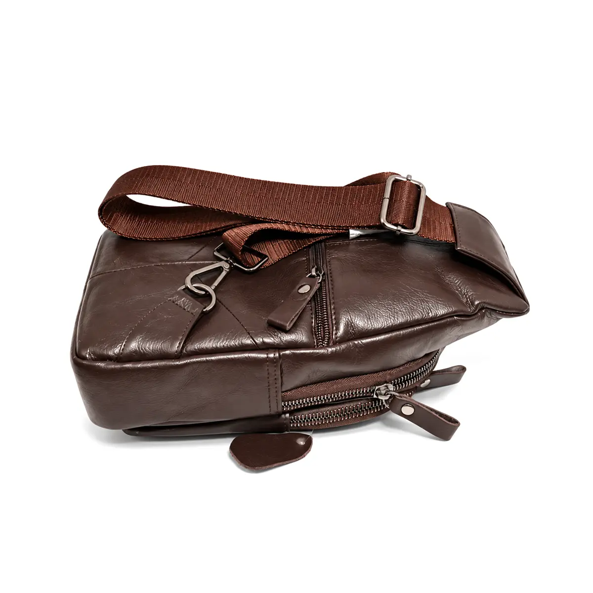 Borseta Crossbody de Umar din Piele Naturala, Maro Brun, 30x18 cm, Bareta Reglabila – Magrot 26050 4 : Borsetă de umăr Magrot – vedere de sus, piele naturală și baretă reglabilă