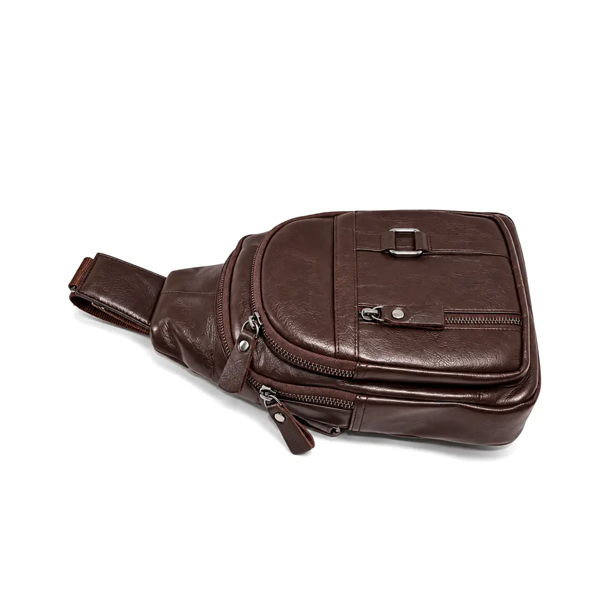 Borseta Crossbody de Umar din Piele Naturala, Maro Brun, 30x18 cm, Bareta Reglabila – Magrot 26050 5 Borsetă Magrot crossbody – profil, piele naturală maro, design ergonomic