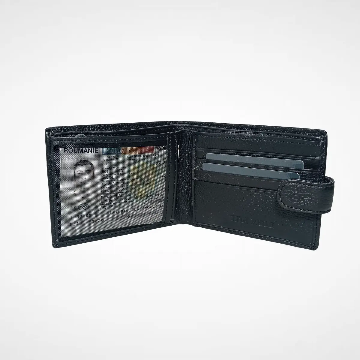 Portofel Barbatesc Negru din Piele Naturala – 4 carduri - fereastra CI - Buzunar Ascuns cu Fermoar - Magrot 26046 3 Portofel bărbătesc din piele naturală 100% Magrot Interior din piele, 4 sloturi card, buzunar ascuns cu fermoar. Livrare rapidă din stoc în România!