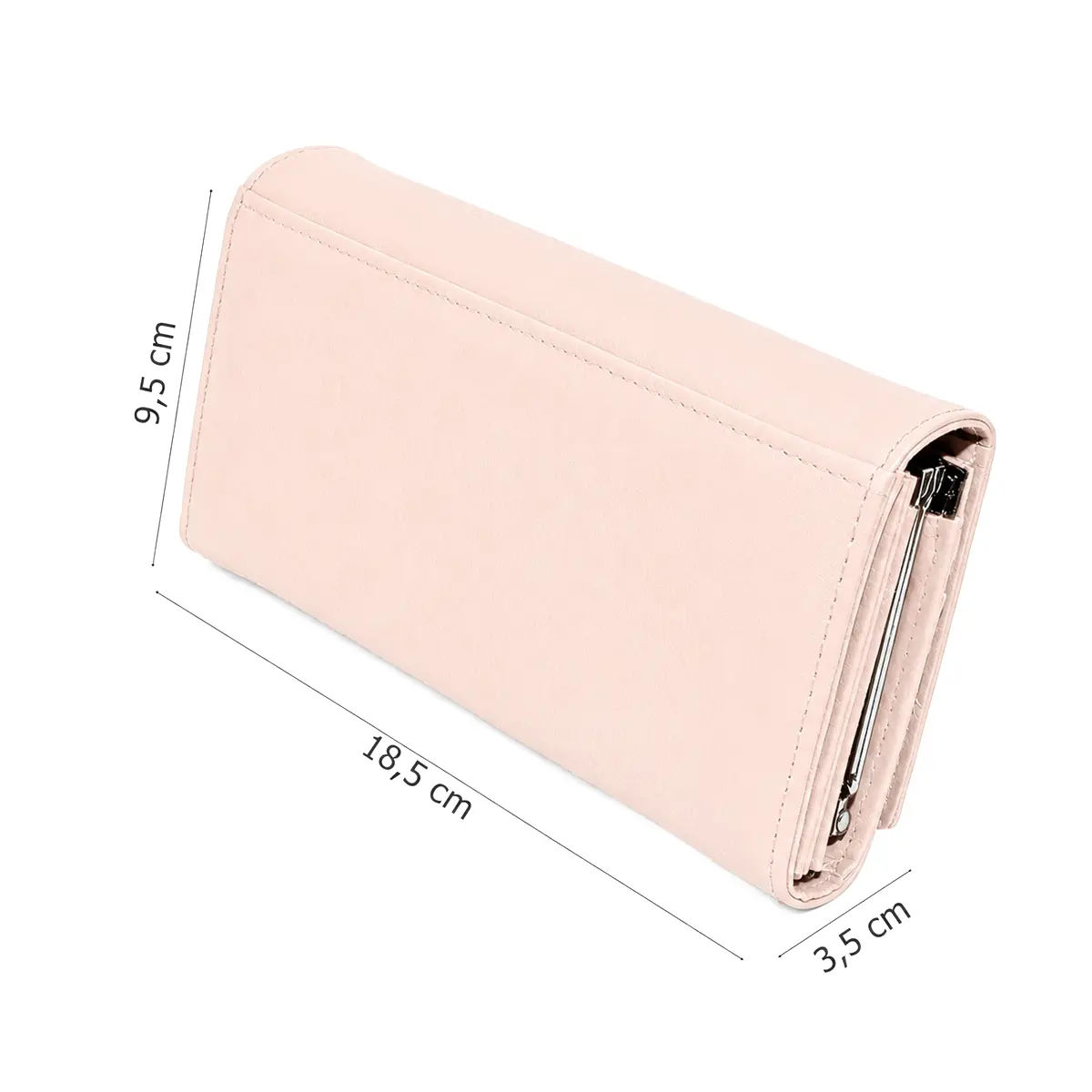 Portofel Dama din Piele Naturala roz pal – 8 Buzunare pentru Carduri si Buzunar Ascuns cu Fermoar - Magrot 26044 6 Dimensiuni portofel damă roz din piele naturală 18,5 x 9,5 x 3,5 cm