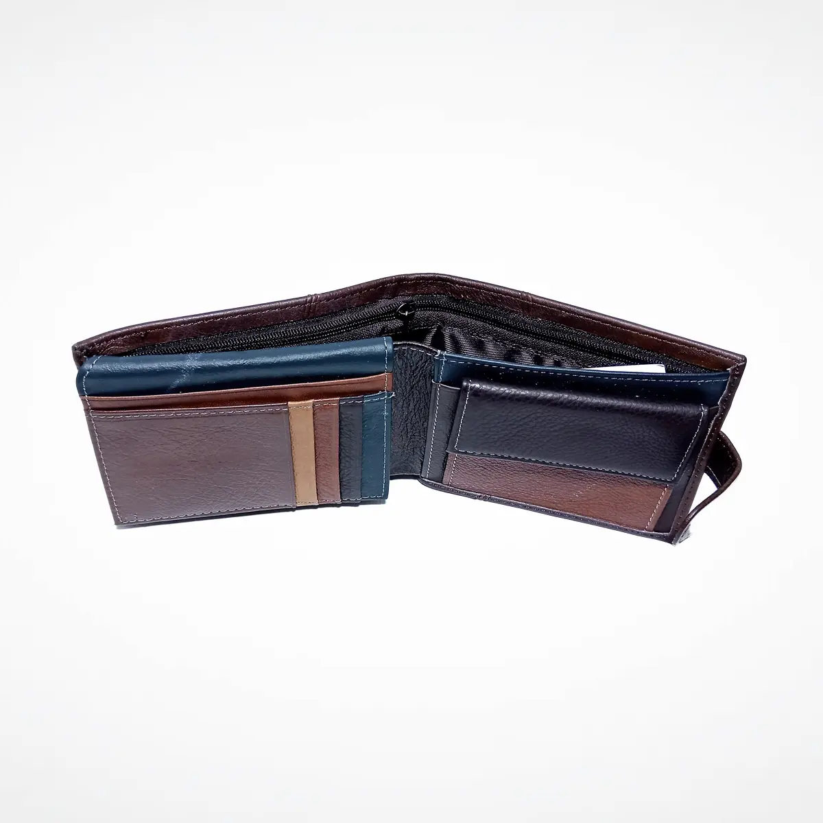 Portofel Barbatesc din Piele Naturala Maro interior multicolor Inchidere cu Capsa – 7 Sloturi pentru Carduri, Buzunar Maruntis - Fereastra CI. - Magrot 26047 5 Portofel barbati Magrot – fereastra buletin si compartimente documente Portofel barbati Magrot – buzunar maruntis cu capsa si fermoar ascuns