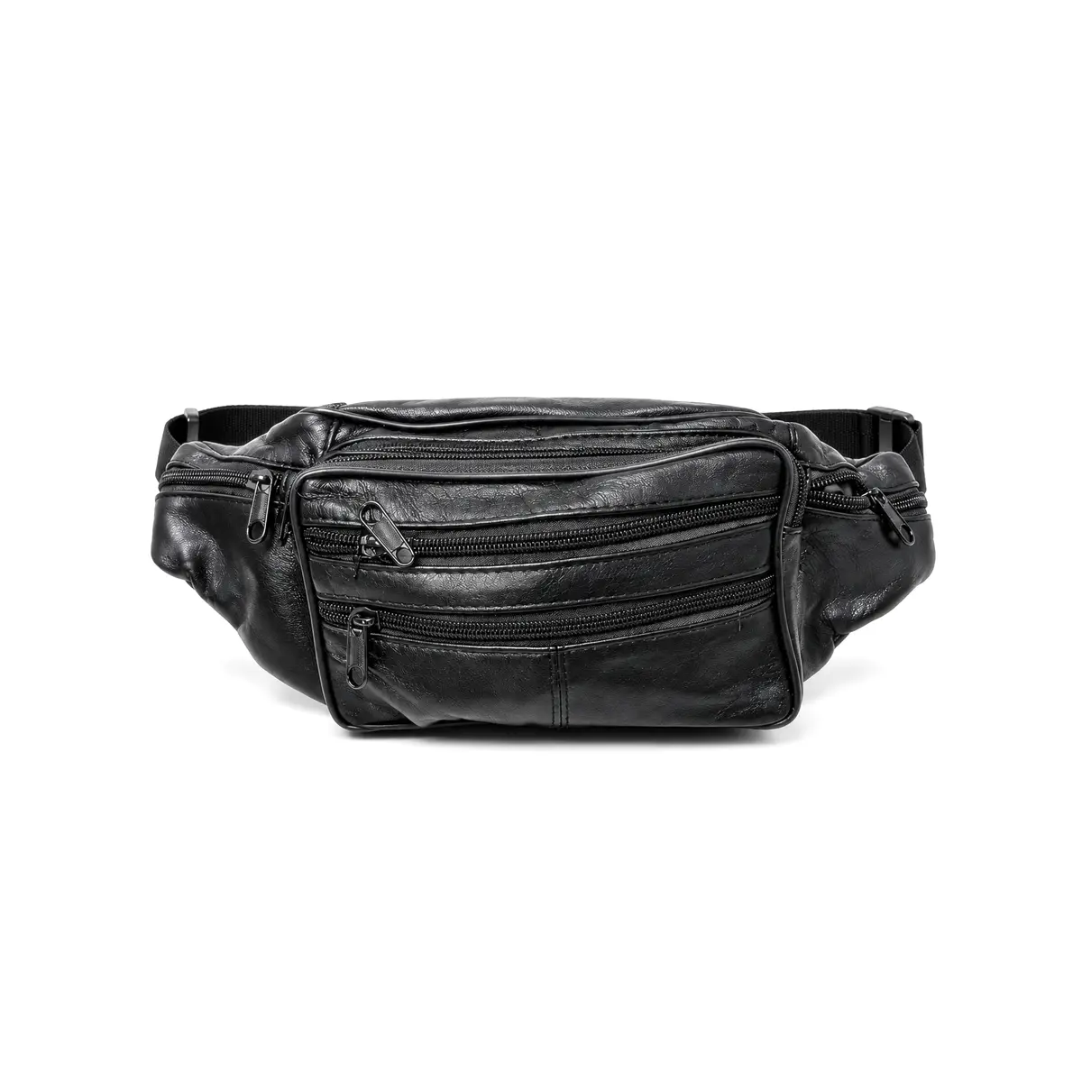 Borseta de brau barbati piele naturala neagra, 37 x 14 cm, multi buzunare fermoar, curea reglabila, Magrot 26058 1 Borseta de brau barbati din piele naturala neagra Magrot , vedere frontala, cu mai multe buzunare cu fermoar